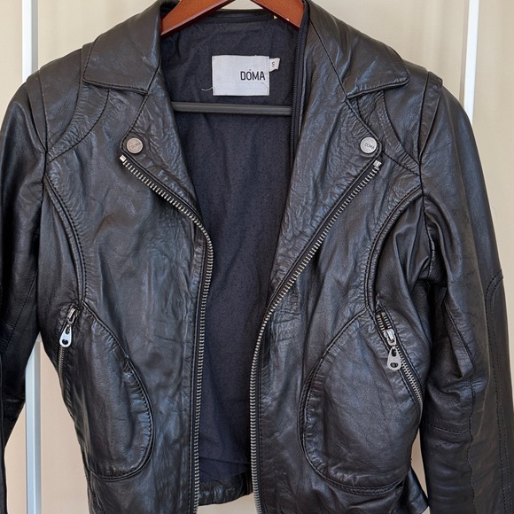 Doma Leather Jacket with Hood - Picture 4 of 8